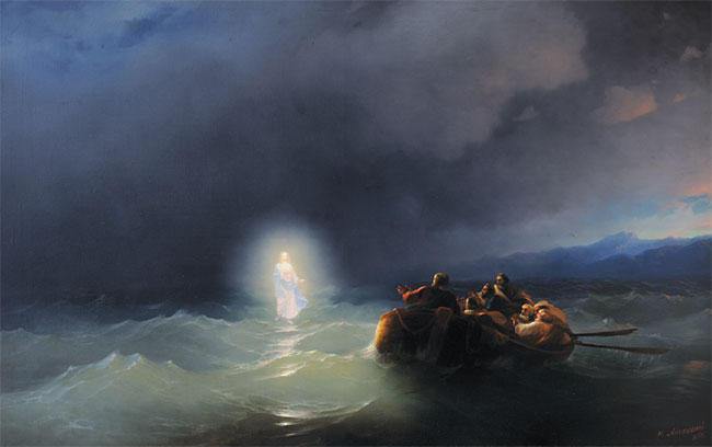 Христос хода по води (Христос се приказује ученицима)
